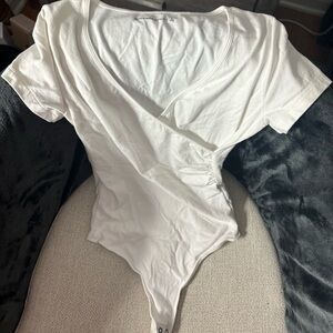 Abercrombie size small white cotton crossover bodysuit.